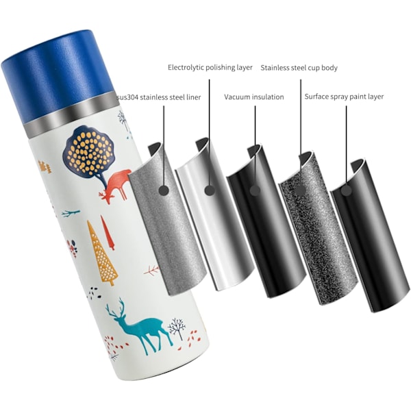 Flask Vattenflaska Rostfritt Stål Flaskor Metall 350 ML Resmugg för Varma Drycker Mugg Kaffe Mugg H8989 (350ml, Blå) Blue