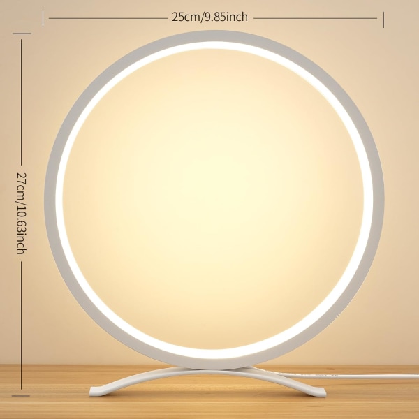 Sengelampe, metal cirkel skrivebordslampe, bordlampe til soveværelse, dekorationslys