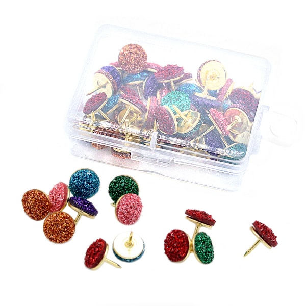 50 stk skinnende diamant trykknapper, glitter rhinstein tommelknagger fargerike krystall trykknapper dekorative bling skrivebordstilbehør