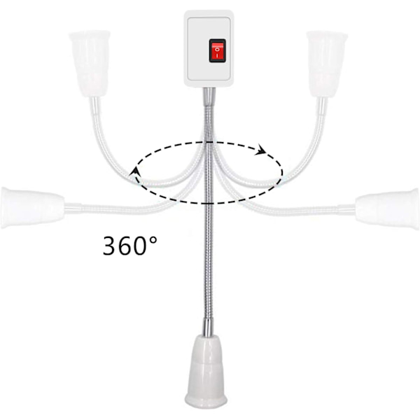 2-pack E27 LED-lamphållare med strömbrytare, lamphållare adapterkonverter med 5,9\" flexibel svanhals och EU-kontakt