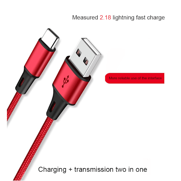 USB Type C -pikalatauskaapeli, yhteensopiva Samsungin, Xiaomin ja Huawein älypuhelimien elektroniikkatarvikkeiden kanssa