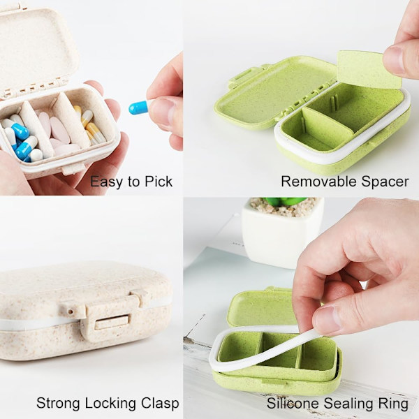 2-pack liten pillerask med 3 fack, daglig pillerask för ficka, rese pillerorganisatör ask, bärbar pillerbehållare pillerhållare (blå) sky blue