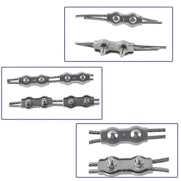 6 stk. M6 Duplex Clips Kabelbindere 304 Rustfrit Stål Duplex Rebklemmer.