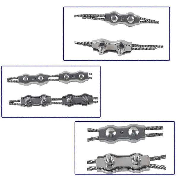 6 stk. M6 Duplex Klemmer Kabelbånd 304 Rustfritt Stål Duplex Tau Klemmer.