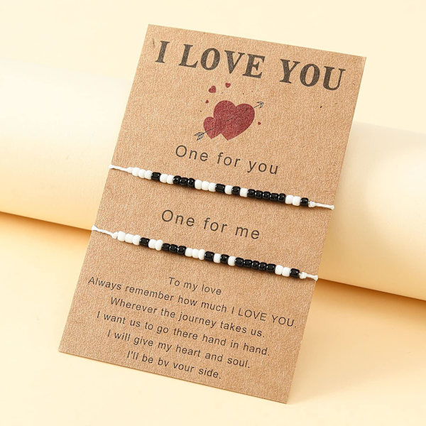 Morse Code-armband för par, pojkvän, flickvän, "Jag älskar dig"-gåvor, Pinky Promise-matchande distansarmband, Alla hjärtans dag-gåva