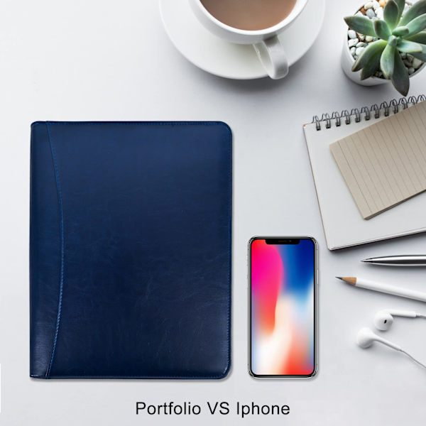 Skrivmapp A4 dragkedja, clipboard affärsmapp konferensmapp, dokumentmapp läder, portfölj padfolio blå