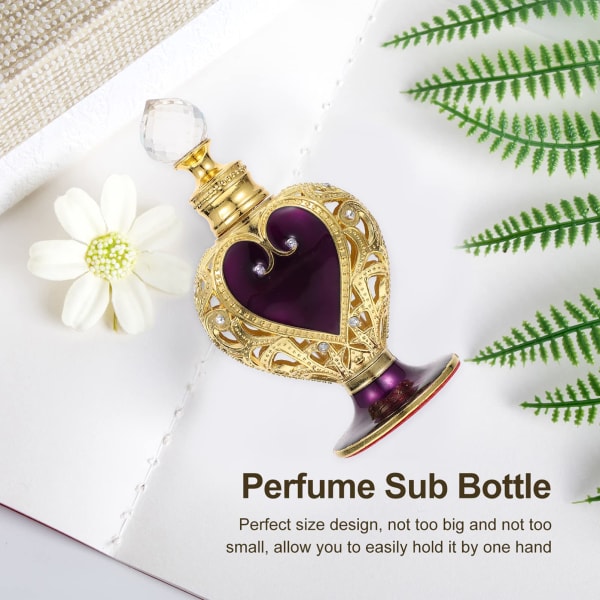 Tomme parfumeflasker Vintage glasparfumeflaske Fancy dekorativ krystalparfumeflaske æterisk olieflaske, lilla 12ml, 12,5x6cm