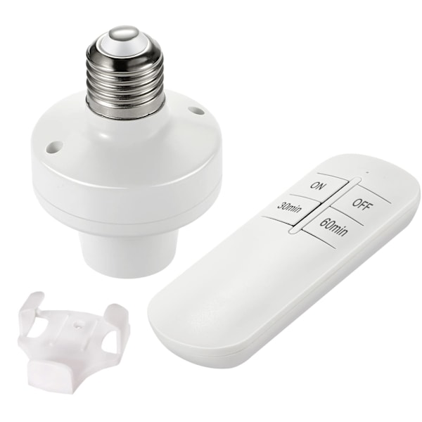 E27 Sockel Trådlös Fjärrkontroll Ljusströmbrytare Kit, Trådlös PÅ/AV Timer Strömbrytare, LED Lamphållare, Fläkt, Glödlampa (Endast RF)