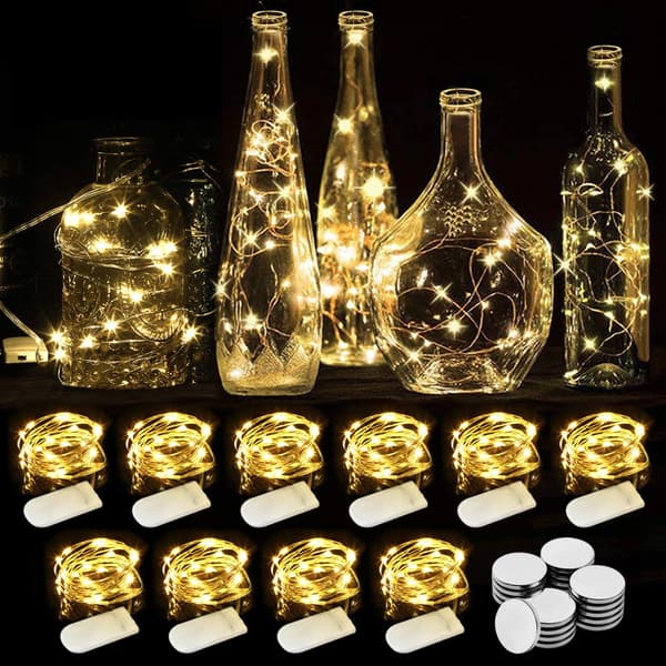 10-pack 2M 20LEDs minijulbelysning med batteri, ljusslinga