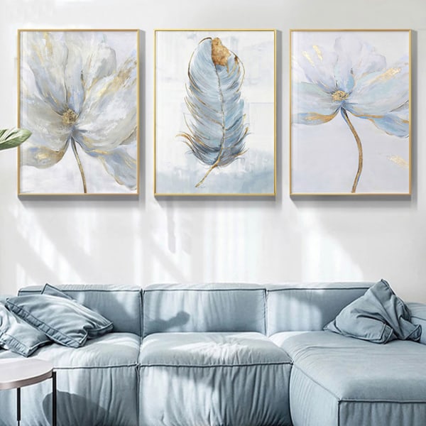 Blommig Canvas Art Abstrakt Målning Tryck Fjäder Dekoration Bild för Vardagsrum Nordisk Heminredning Vägg Affisch 30*40cm