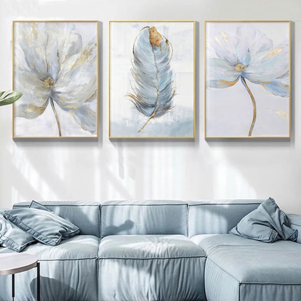Kukkakangastaide abstrakti print höyhenkoristelukuva olohuoneeseen pohjoismainen kodinsisustusseinäjuliste 30*40cm