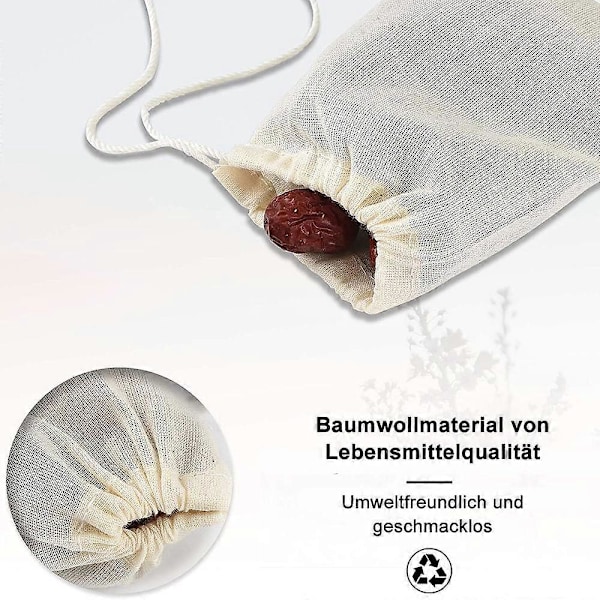 60 Stykker Små Bomullsposer med Snøring 8X10Cm, Små Bomullsposer med Snøring, Små Tøyposer med Snøring for Bryllup/Fest