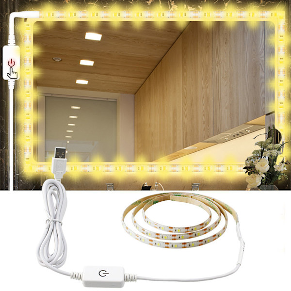 LED-speilbelysning, LED-toalettlysstripe 2M 3000k varmt lys, dimbar for sminkebord Warm White