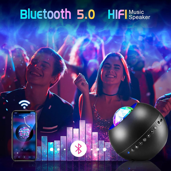Projektor 10 Lystilstande Stjerneprojektor, HiFi Bluetooth Højttaler  Projektorlys, Projektor til Soveværelse Gaver til Værelsesindretning