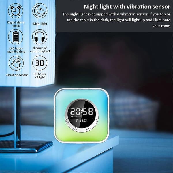 P10 LED Atmosfærelys Bluetooth Høyttaler med Alarm Termometer Funksjon