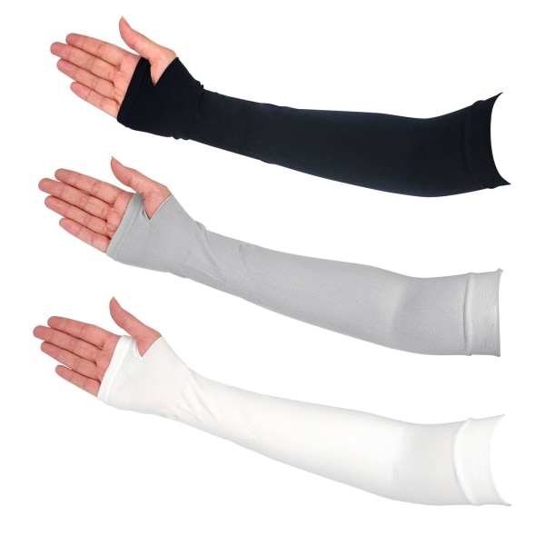 3 par komfortable armermer med beskyttelse mot tommelhull Kjølearmermer 3 farger kompresjon lange kvinner menn