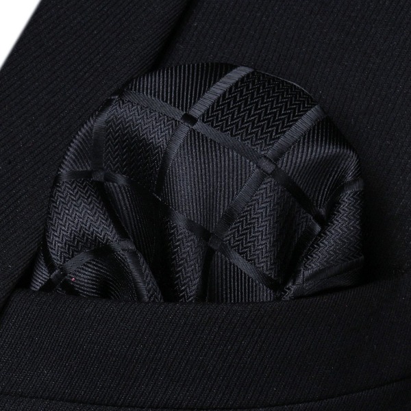 Mænds slips lommetørklæde ternet slips & lomme firkantet sæt B