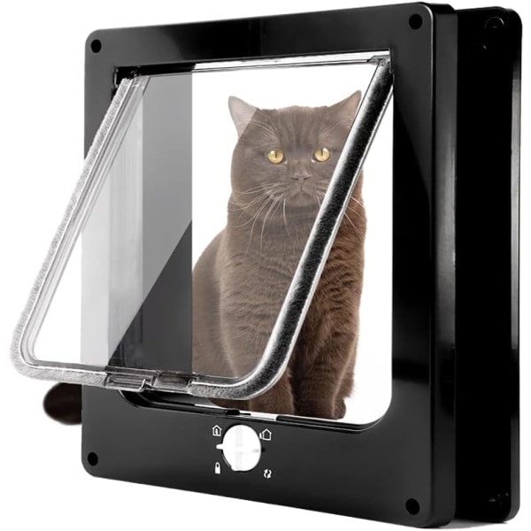 Cat Flap, 4-Way Magnetic Pet Door for Cats and Small Dogs, Manual Sliding Pet Door(Black,XL)