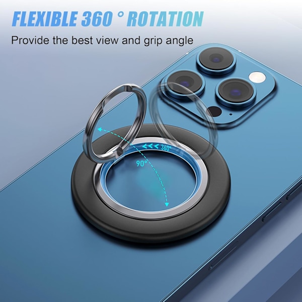 Magnetisk Ringholder, Smartphone Ring Stand til iPhone 16/15/14 Pro Max, 12/13 Pro Max Mini