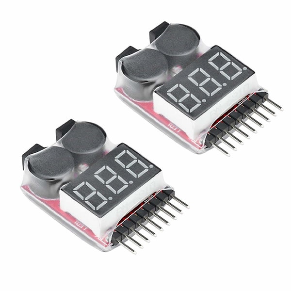 RC Lipo Batteritestare 1-8s, Monitor med Summer, Lågspänningslarm, Spänningskontroll med LED-indikator för Lipo LiMn Li-ion Batterilivslängd (2-pack)