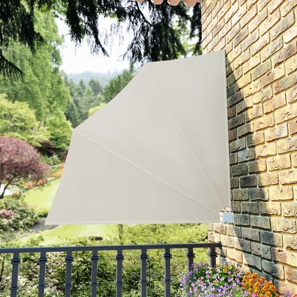 vidaXL Vikbart Vindskydd för Uteplats 140 x 140 cm Gräddvit 2300 Creme