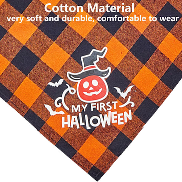 Halloween-koirabandanat, 2 pakkausta puuvillasta valmistettua, kääntyvää, valaisevaa kurpitsalepakkopainatusta Halloween-lemmikkibandanaa, kolmio ruudullinen pienille, keskisuurille ja suurille koirille