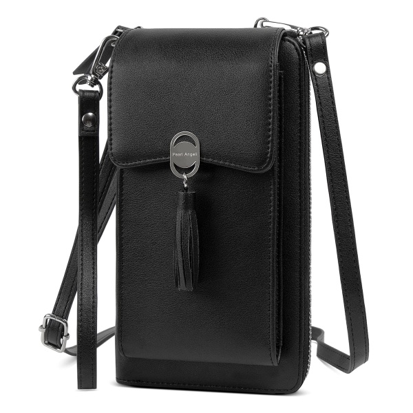 Mobiltelefon axelväska handväska kvinnors axel mobiltelefonväska RFID-skydd liten handväska black