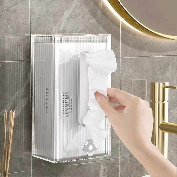 Väggmonterad Tissue Box Hållare, Skadefri Självhäftande, Klar Tissue Box