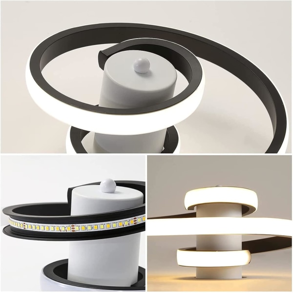 Moderne LED-loftslamper, 18W Kreativ Spiral Loftslampe, Metal Akryl Lysekrone til Soveværelse, Stue, Køkken (Koldt Hvidt 6000K)