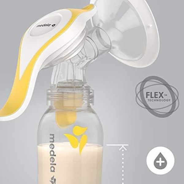 Manuell bröstpump - kompakt schweizisk design med PersonalFit Flex-sköldar och Medela 2-Phase Expression-teknologi