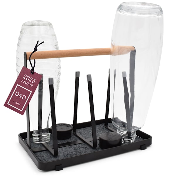 All-in-one-pulloteline SodaStreamille - Valutusteline kaikentyyppisille pulloille juoma- ja vauvapulloille - Universaali kuivausteline (metalli, musta) black