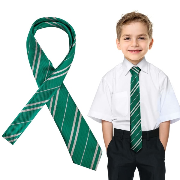 Troldmandsskoleslips, Troldmandsstribet slips til festkostume, skoleuniformslips til drenge og piger, Cosplayslips