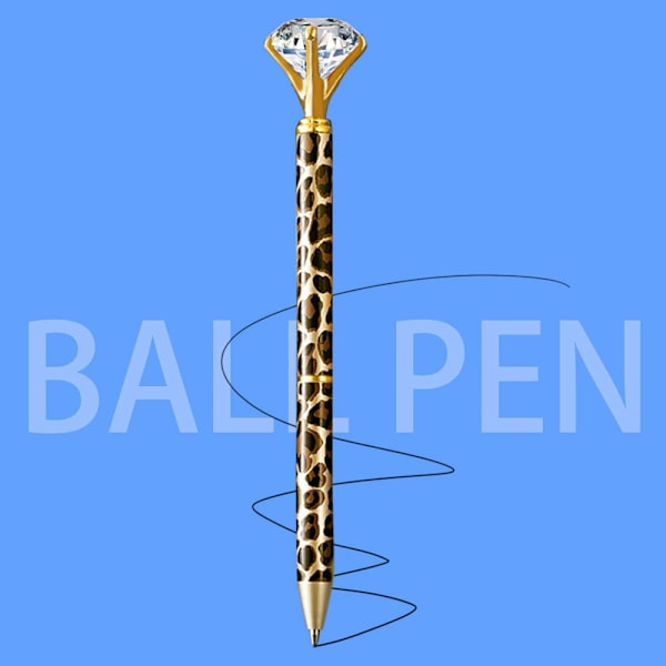 Diamantpen, 10 stk. Leopard Crystal Diamond Penne Bulk, 1,0 mm Medium Point Sort Blæk Kuglepen, Metal Twist Søde Penne