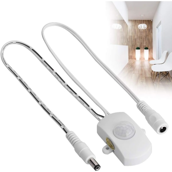 4A DC 5-24V Mini PIR Infrarød Bevægelsessensor Skifte Fleksibel LED Lysstrimmel, Hvid Sort (hvid)