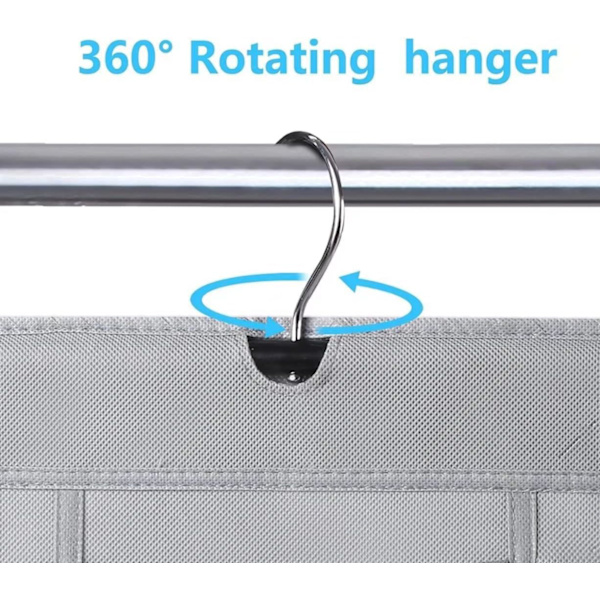 30 store lommer sko hængende opbevaring arrangør til garderobeskinne rack dobbeltsidet med roterende bøjle mesh sko arrangør, grå Gray