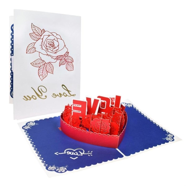 Alla hjärtans dag gratulationskort 3D ros presentförpackning Blomma presentkort för kärleksfirande Minnesvärt ögonblick för flickvän Utsökt hantverk