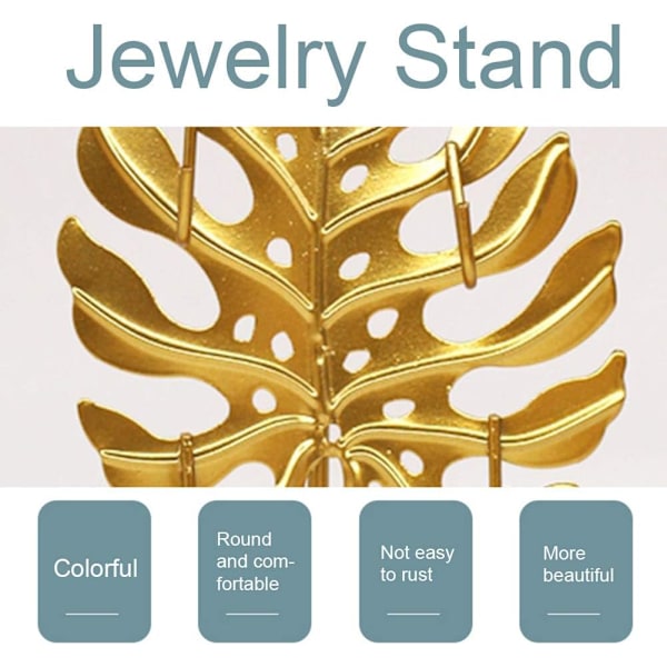 Smykkestativ, Desktop Smykke Display Stativ med Bakke (Guld)