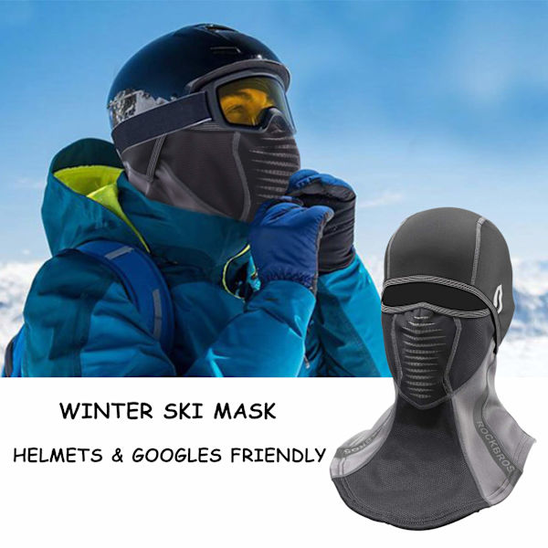 Vindtett vinterbalaclava motorsykkel varm full ansiktsdeksel nakkevarmer kaldt vær hodeplagg fleece termisk hodeplagg Black