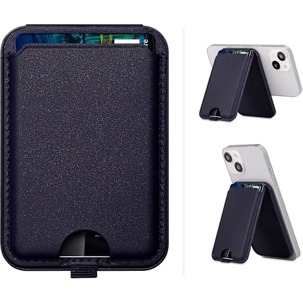 Magnetisk Stativ Magsafe Tegnebog, Magnetisk Tegnebog Kort Holder Med Stativ, Magsafe Læder Tegnebog Justerbar Stativ Dark blue