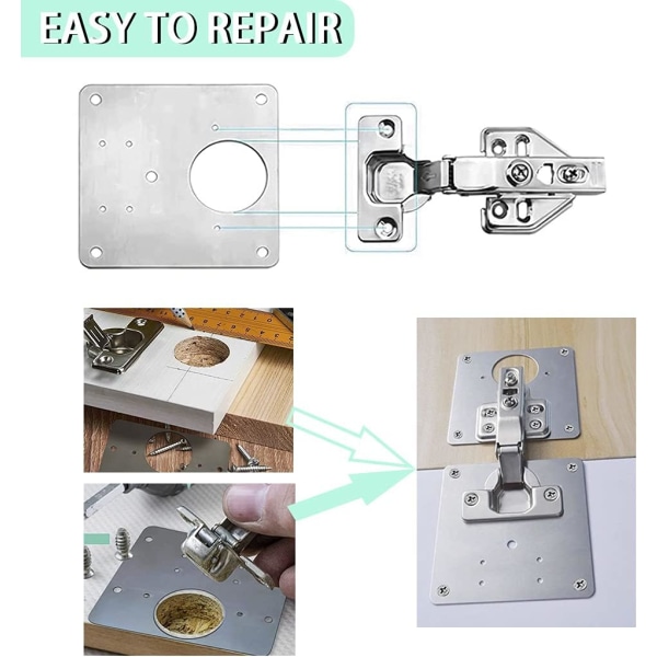 6 stk. skabs hængsel reparation beslag, hængsel reparationsplade med 36 skruer, møbel hængsel reparationssæt. (6) 36pc