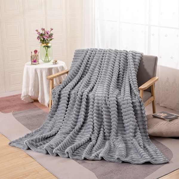 Fleece-peitto sohville, kevyt pehmeä lämmin talvisohva, mukava huopa tuoli yhden hengen sänky, 150 x 100 cm harmaa