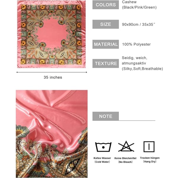 3-pack huvudduk silkescarf halsscarf för kvinnor - 90 x 90 cm stora eleganta scarfar för kvinnor satinbandana flickor huvudduk håraccessoarer