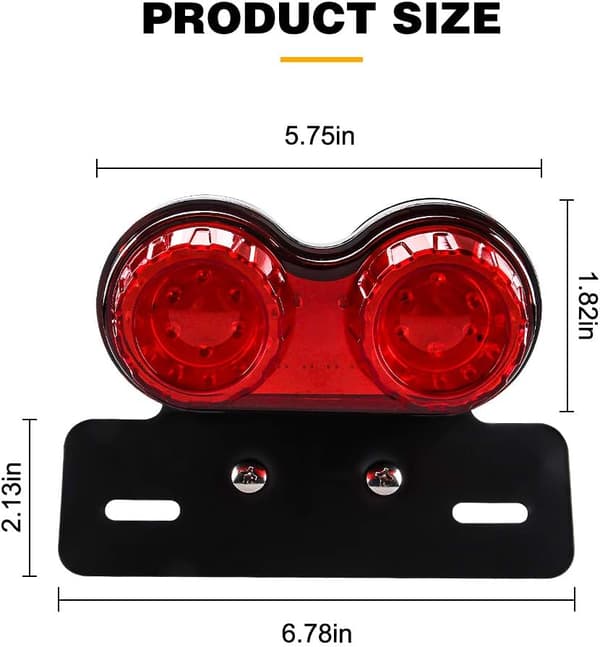 Motorcykel LED Baglygte Brems Blinklys Nummerpladeholder Red