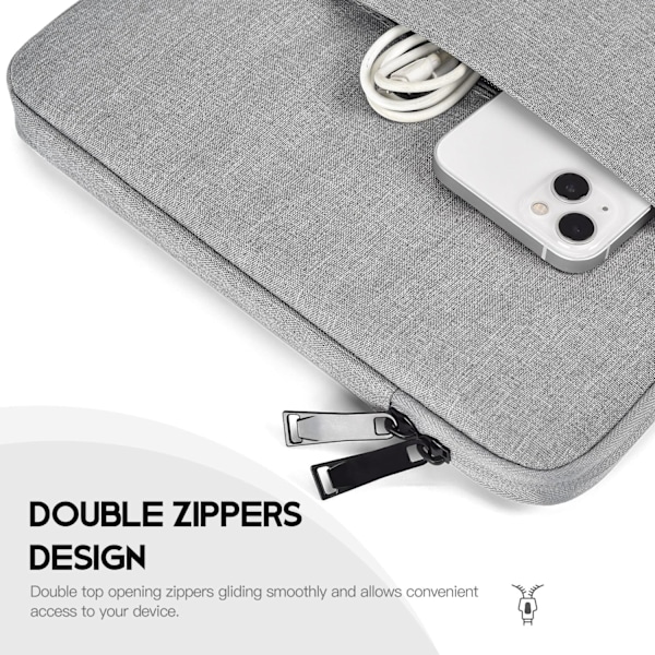 13 tommer bærbar computer sleeve taske til MacBook Air 13,6 tommer M2 Chip, Samsung Galaxy 13,3, DELL Latitude 13,-resistent computer taske - lysegrå