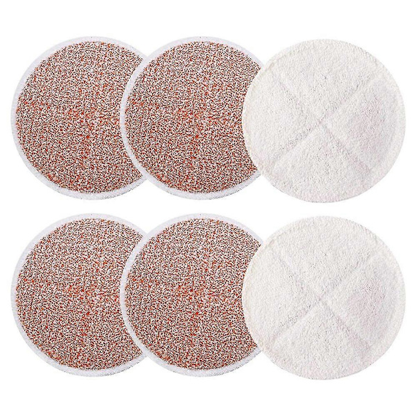 5 stk. vaskbare mikrofiber rengjøringsputer kompatible med dampmopp