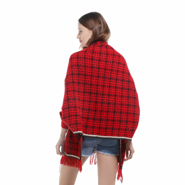 Cape-kåpe for kvinner, liten duftende stil, høst og vinter, ny stil, ytre cardigan sjal red