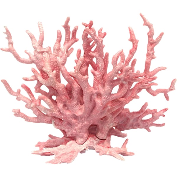 Kunstig akvariekorallornament i plast, dekorasjon for fisketankplanter til akvarielandskaper, 14*17CM rosa