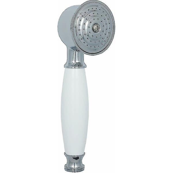 Dusjhode for hele badet, anti-kalk dusjhode med hvitt keramisk håndtak, sølv dusjhode