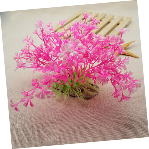 Akvariedekor Faux-växter Falska vattenväxter Rosa växter Konstgjorda växter Akvarie falska växter Konstgjord gräsplanta Rosa dekor