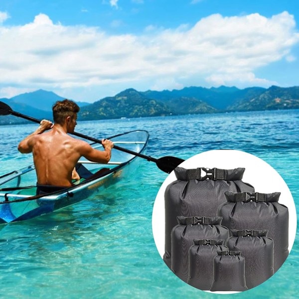 6-pack Vattentät Torr Väska Bärbar Stor Kapacitet Kombinationsväska Snorkelväska Resa Rafting  Simning  Fiske Kajak Tillbehör (Svart) Black
